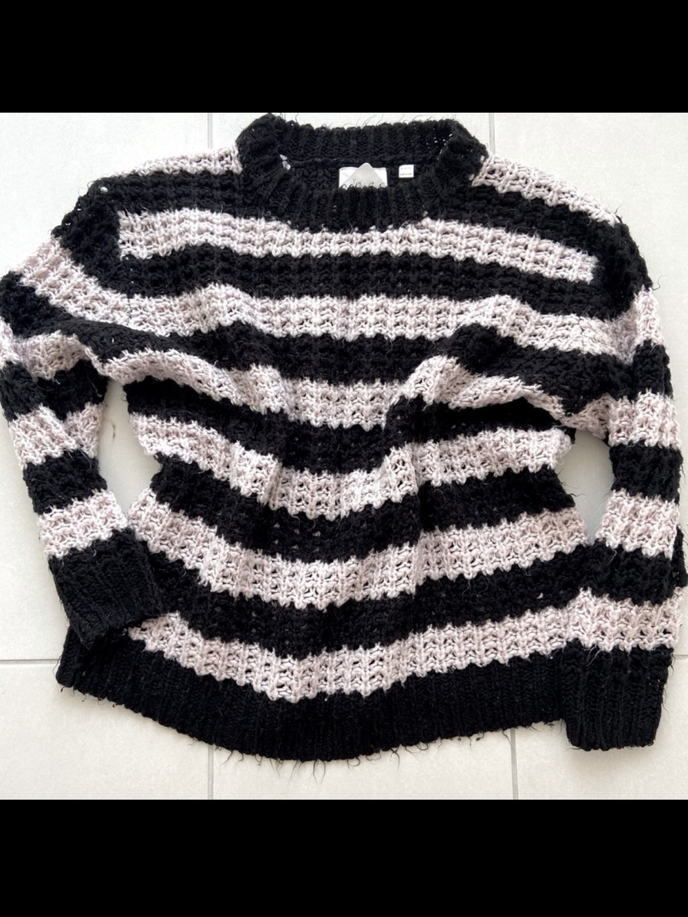 Cheap Monday Oversized Stripe Knit Sweater – Black & Taupe Slouchy Knit | XXS